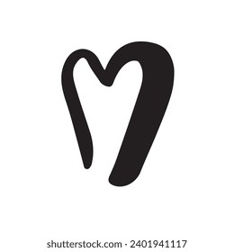 Corazón de dibujo del doodle dibujado a mano del vector aislado en fondo blanco