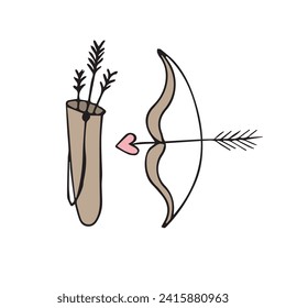 Vector hand drawn doodle sketch colored bow and arrows isolated on white background
