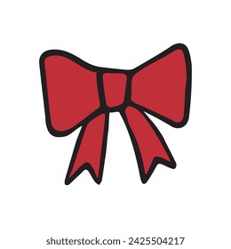 Vector hand drawn doodle sketch red bow tie isolated on white background