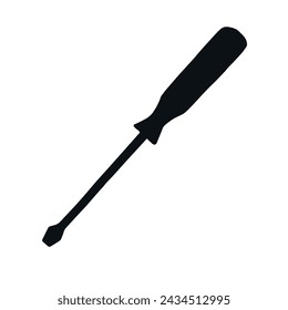 Vector hand drawn doodle sketch screwdriver silhouette isolated on white background