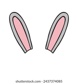 Vector hand drawn doodle sketch colored rabbit bunny ears isolated on white background