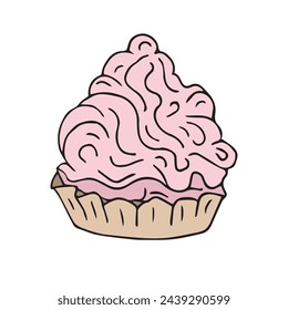 Vector hand drawn doodle sketch pink cake isolated on white background