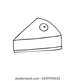 Vector hand drawn doodle sketch outline cheese cake isolated on white background