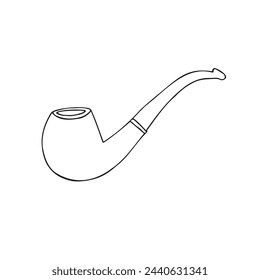 Vector hand drawn doodle sketch outline smoking pipe isolated on white background