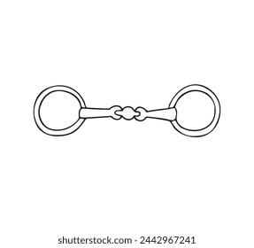 Vector dibujado a mano doodle boceto contorno caballo ecuestre bit aislado sobre fondo blanco