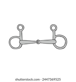 Vector hand drawn doodle sketch colored horse equestrian bit isolated on white background