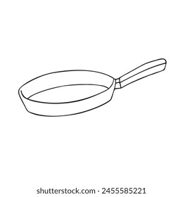 Vector hand drawn doodle sketch outline frying pan isolated on white background