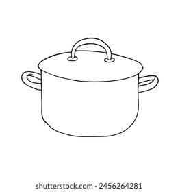 Vector hand drawn doodle sketch outline cooking pot isolated on white background