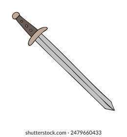 Vector dibujado a mano doodle boceto espada de color aislado sobre fondo blanco
