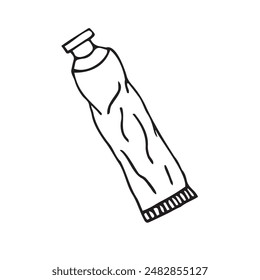 Vector hand drawn doodle sketch outline paint tube isolated on white background