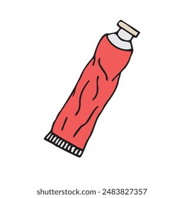 Vector hand drawn doodle sketch colored paint tube isolated on white background
