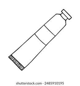 Vector hand drawn doodle sketch outline paint tube isolated on white background