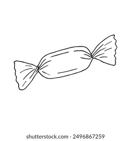 Vector hand drawn doodle sketch outline candy isolated on white background