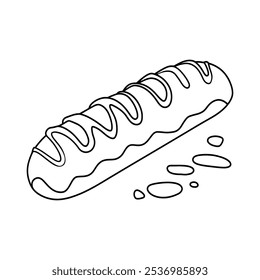 Vector hand drawn doodle sketch baguette bread isolated on white background