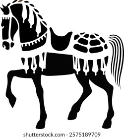 A vector hand drawn doodle sketch shire horse silhouettes illustration