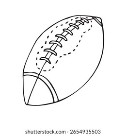 Vector hand drawn doodle sketch outline American football ball isolated on white background