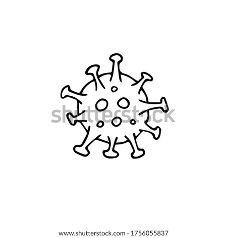 Vector hand drawn doodle sketch coronavirus covid 19 cell isolated on white background