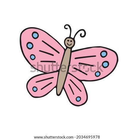 Vector hand drawn doodle sketch colored butterfly butter fly isolated on white background