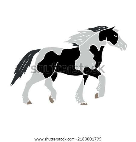 Vector hand drawn doodle sketch pinto gypsy horse isolated on white background