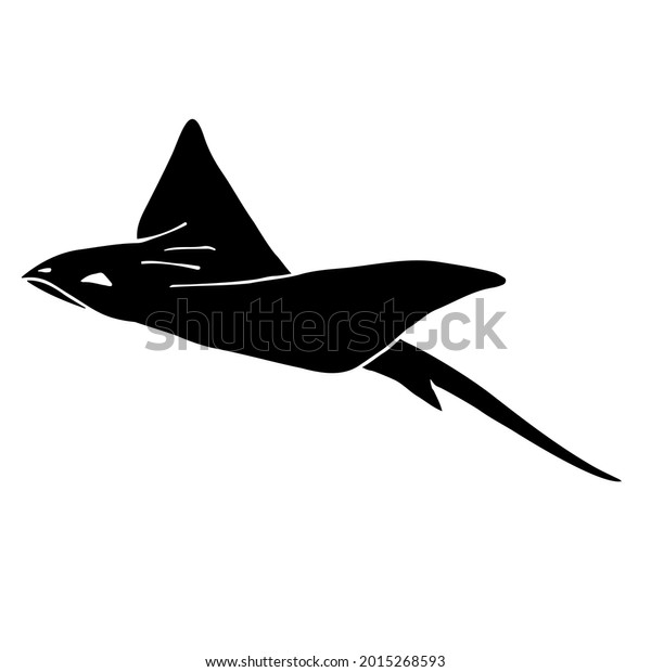 Vector hand drawn doodle sketch black\
devil fish skate fish isolated on white\
background