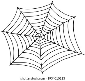 Vector hand drawn doodle spiderweb isolated on white background.