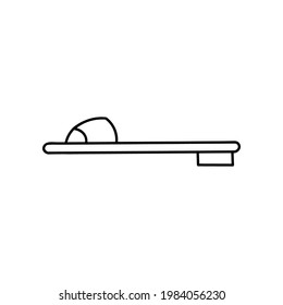 Vector hand drawn doodle of summer sandals for hot days, holiday, vacation in city, town, by beach. Stylized illustration with hand drawn outline isolated on background. For stickers, scrapbooking.