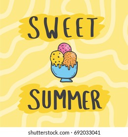 Vector hand drawn doodle summer sign on a background.