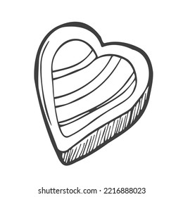 Doodle dibujado a mano de vectores dulce caramelos de corazón aislado en fondo blanco. Curso plano conversación de dibujos animados texto dulce para el día de San Valentín