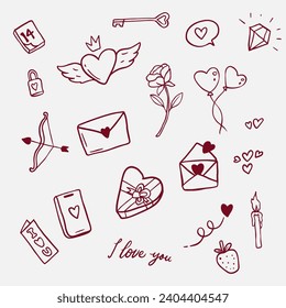 vector hand drawn doodle valentine's day element collection