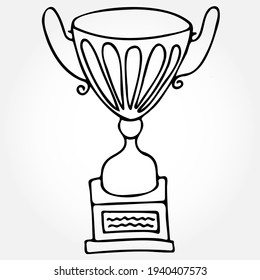 Vector hand drawn doodle victory cup. Isolated illustration
