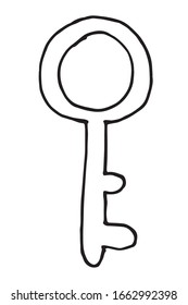 Vector hand drawn doodle vintage keys collection. Isolate design elements on white background.