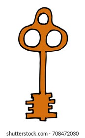 Vector hand drawn doodle vintage keys collection. Isolate design elements on white background.