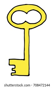 Vector hand drawn doodle vintage keys collection. Isolate design elements on white background.