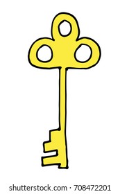 Vector hand drawn doodle vintage keys collection. Isolate design elements on white background.