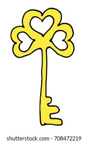 Vector hand drawn doodle vintage keys collection. Isolate design elements on white background.