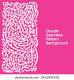 Vector hand drawn doodle white and pink elements pattern abstract seamless background