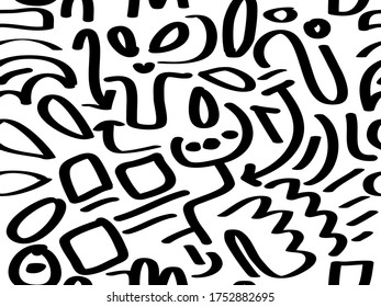 vector hand drawn doodles abstract. seamless pattern. isolated white background