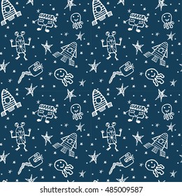 vector hand drawn doodles cartoon set of Space objects and symbols