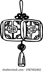 handgezeichnete Doodles chinesische Laternen, chinesischer Dekor, Vektorobjekte