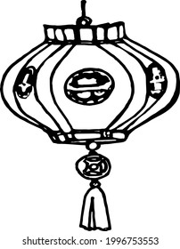 Vector hand drawn doodles Chinese lanterns, Chinese wedding, holiday decorations