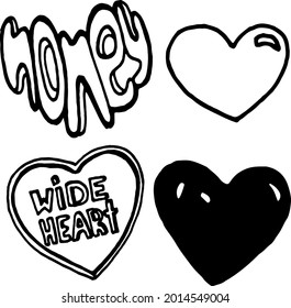 Vector hand drawn doodles hearts