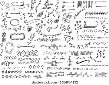 Vector hand drawn doodles over white background