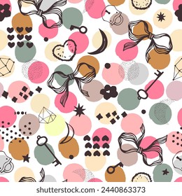 Vector hand drawn doodles seamless pattern.