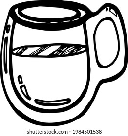 Vector hand drawn doodles tea cup, mug, vector tea objects