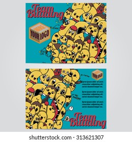 Vector hand drawn doodles team building design banners  cards, postcards, brochures, and posters template set