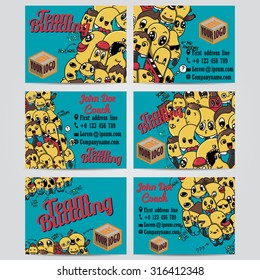 Vector hand drawn doodles team building design banners  cards, postcards, brochures, and posters template set