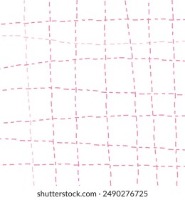 Vector hand drawn dotted checkered pattern. Doodle Plaid geometrical simple texture. Crossing lines. Abstract cute delicate pattern ideal for fabric, textile, wallpaper.