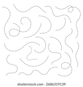 Vetor mão desenhado linhas pontilhadas no fundo transparente. pontilhado linha curva mão desenhado. eps 10.
