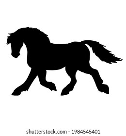 Vector Hand Drawn Draft Horse Silhouette Isolated On White Background