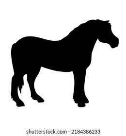 Vector Hand Drawn Draft Horse Silhouette Isolated On White Background